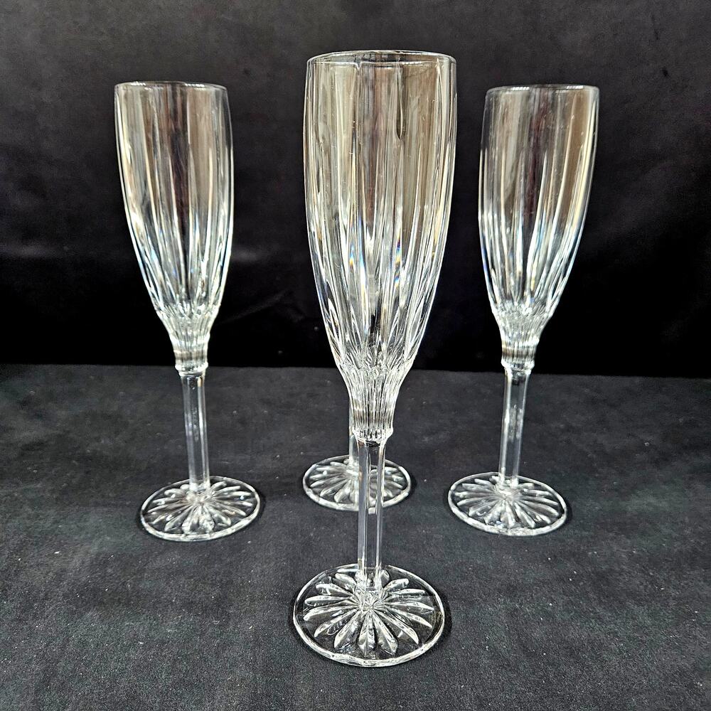 Gorham Regina‎ Crystal Champagne Flutes (Set of 4) 9" Drinkware Barware